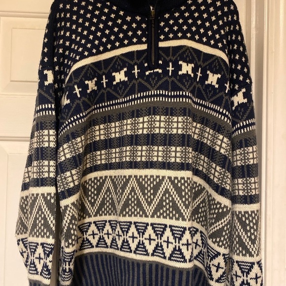 Vintage Columbia Arctic Print Quarter Zip Christmas Sweater Men’s Size XL - Picture 2 of 6